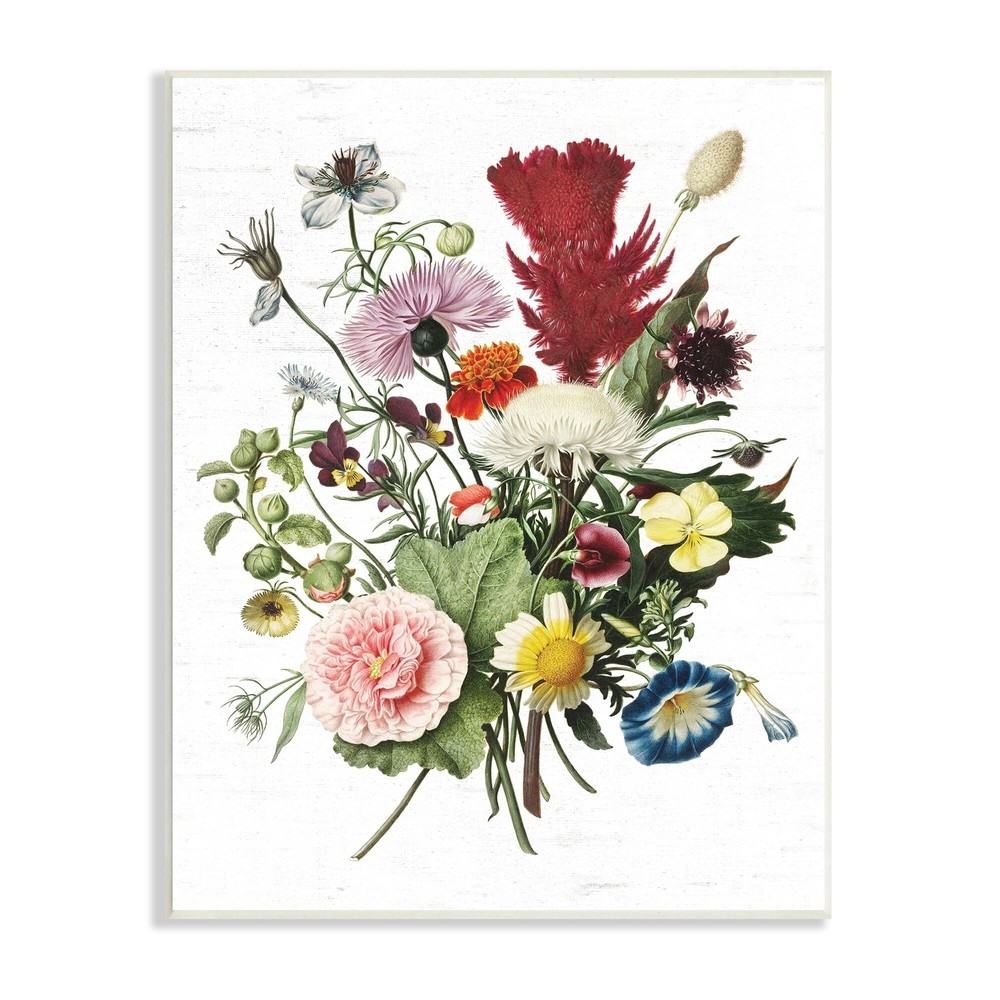 Stupell Wild Botanical Bouquet Vintage Illustration over Green 10 x 15