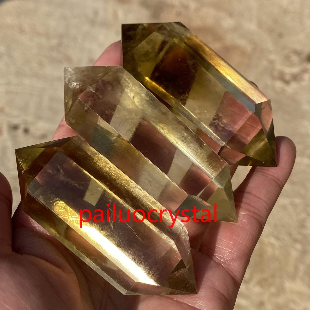 150g Natural Citrine Obelisk Quartz Double Point Wand Healing Set of 3