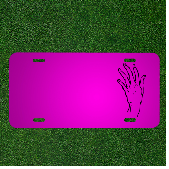 Custom Car License Plate with Hand, Fingers, Thumb, and Names