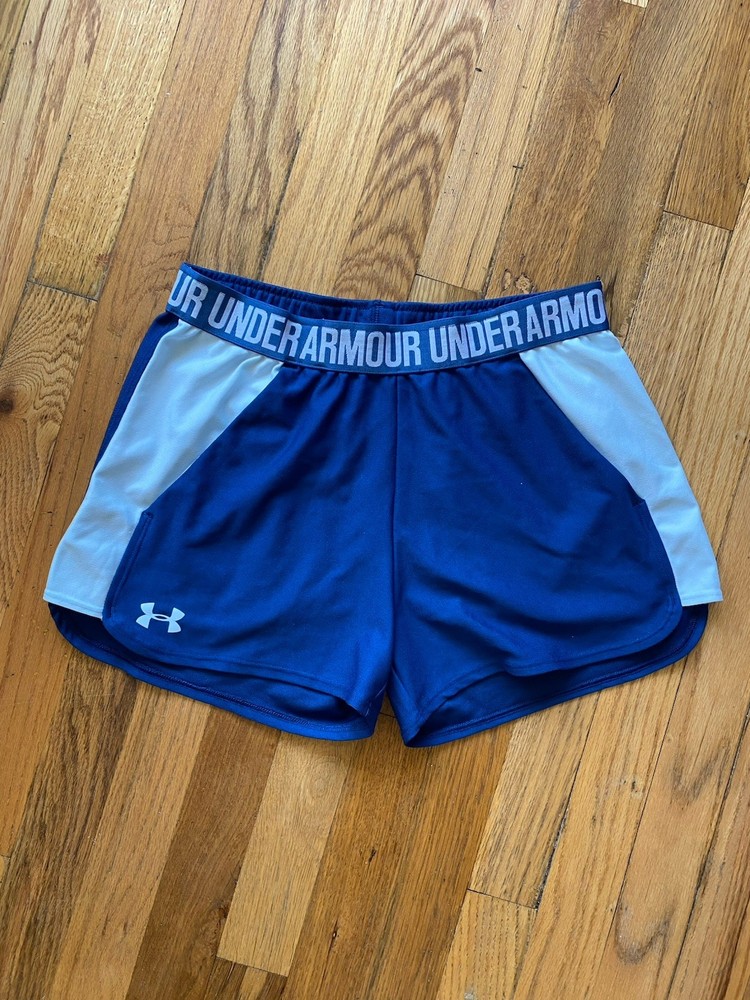 Under Armour Women's Blue Athletic Shorts Polyester Elastic Waist Running Gym