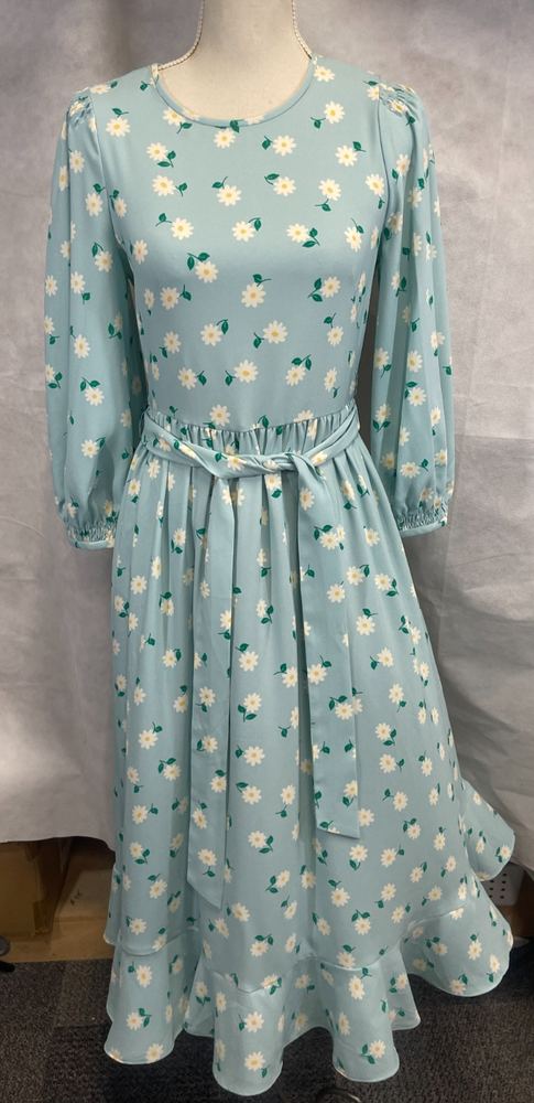 Kate Spade Daisy Flower Belted XS 2 Ruffle Dress Smocked