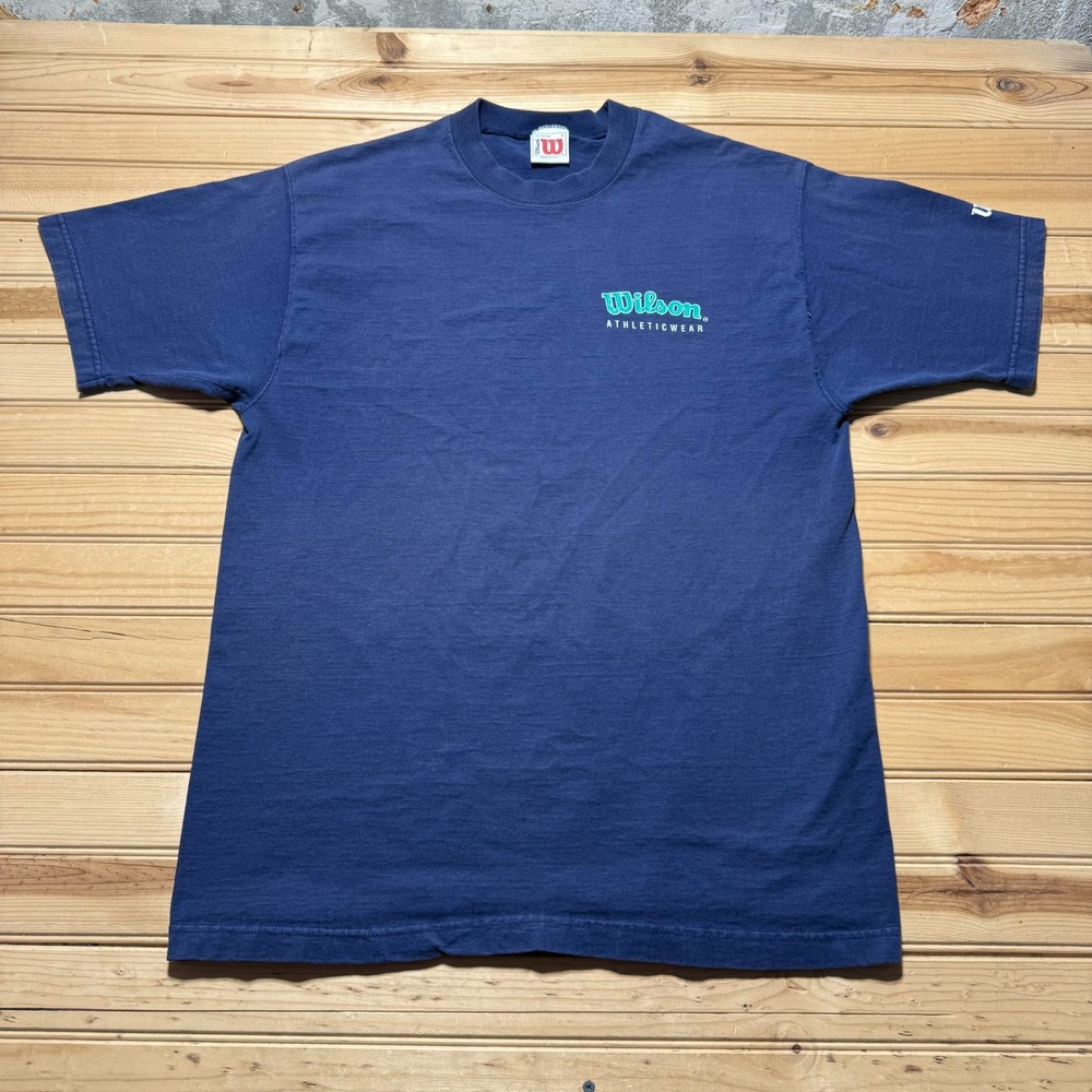 Vintage 90s Wilson Athletic Wear Embroidered Logo T-Shirt USA Made - Size Large