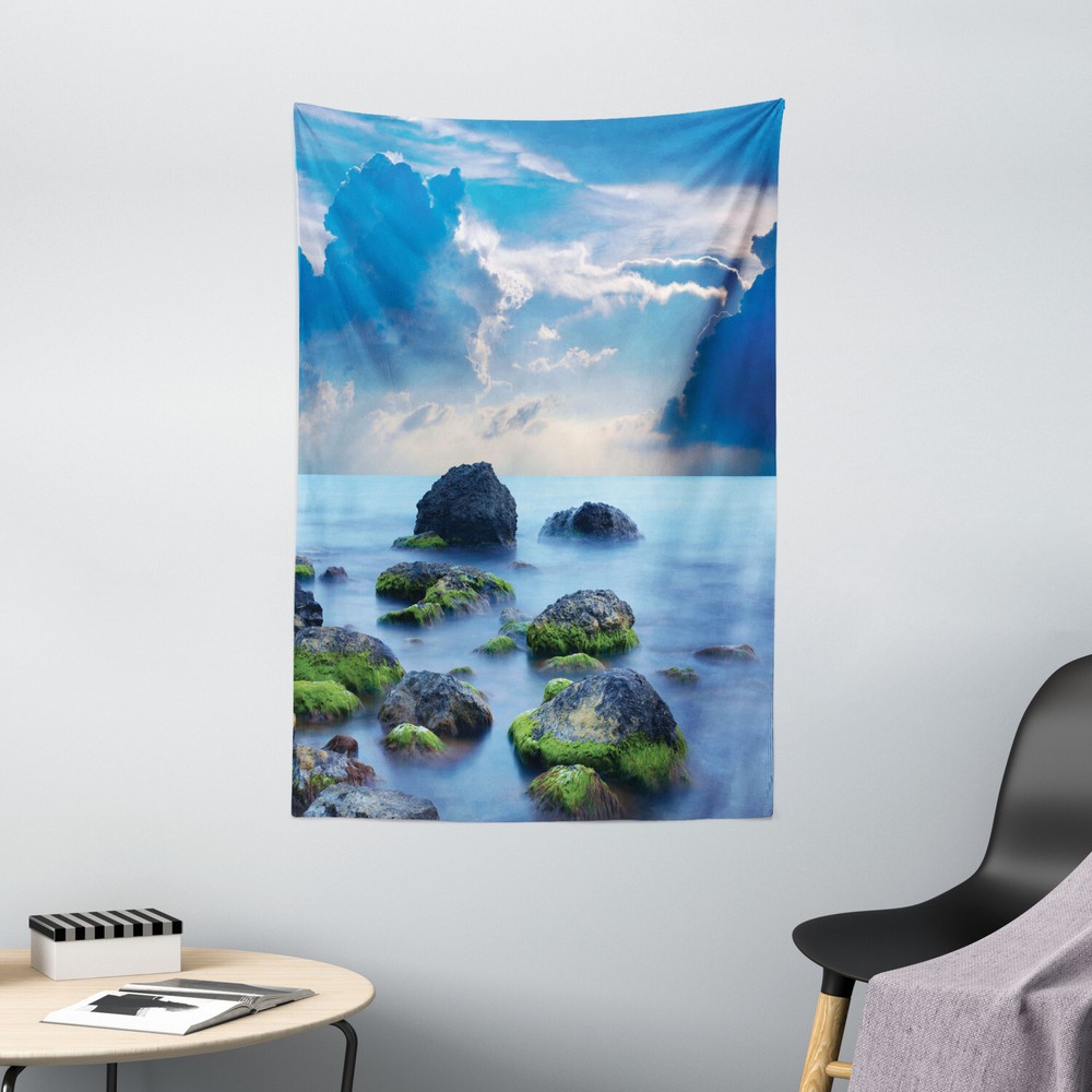 Zen Tapestry Mystical Seaside Stones Print Wall Hanging Decor