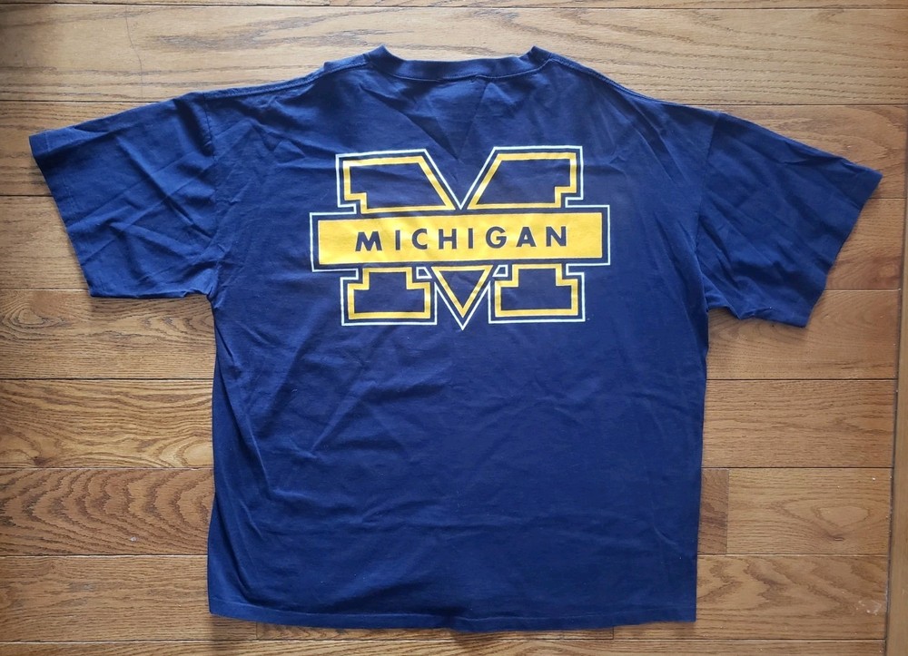 Vintage Michigan Wolverines Go Blue 4XL Mens Single Stitch T-Shirt