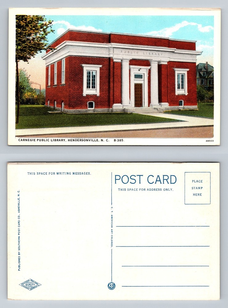 Hendersonville, NC-North Carolina, Carnegie Public Library Vintage Postcard