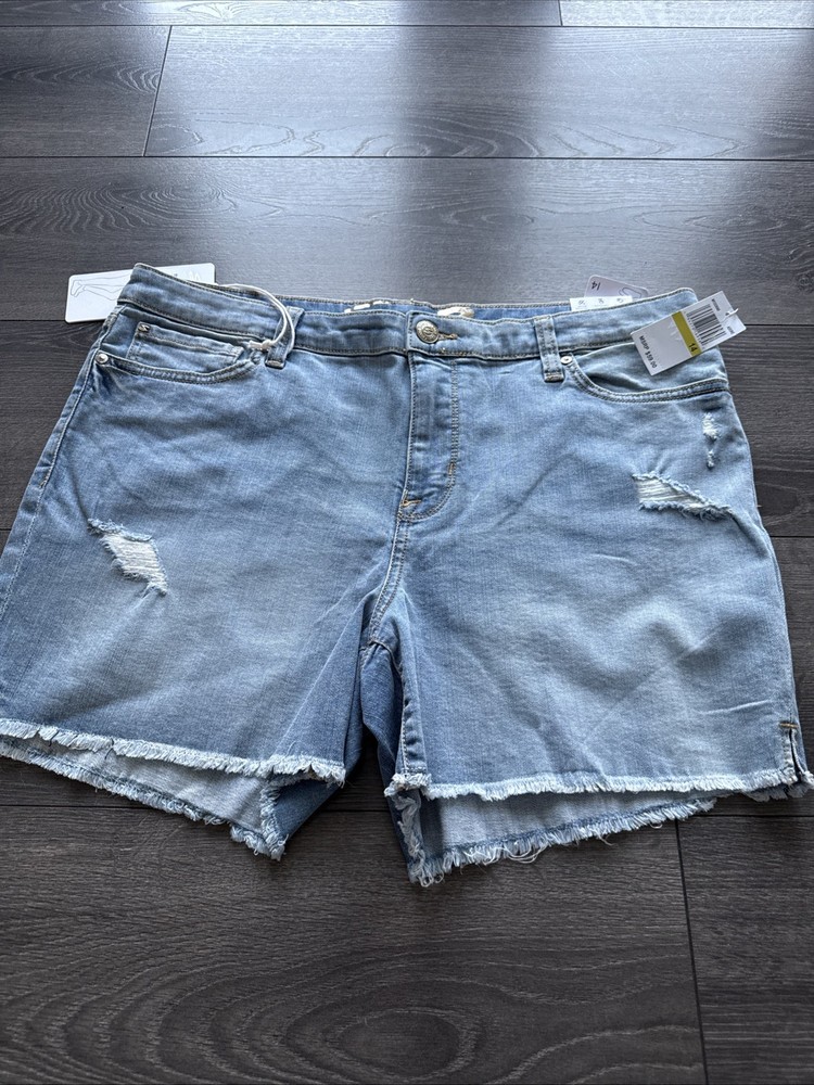 Seven7  Womens Size 14 Weekend Mid Rise Shorts Blue Denim