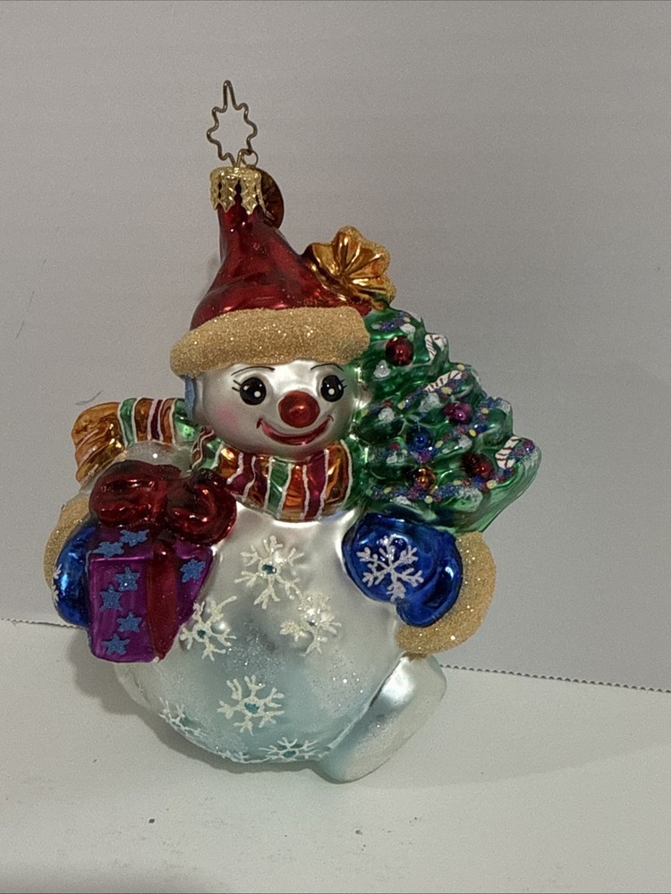 Vintage Christopher Radko Chubby Cheer Delight Snowman Christmas Ornament 2001