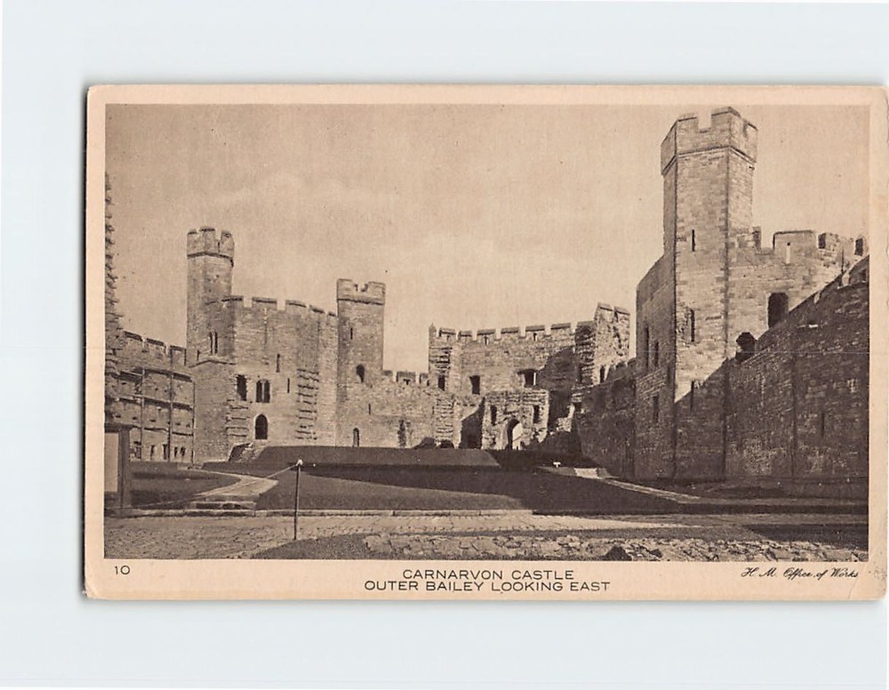 Postcard Outer Bailey Looking East Caernarfon Castle Wales