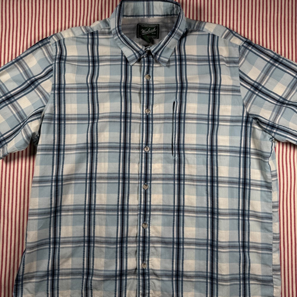 Woolrich Vented Plaid Fishing Shirt Mesh Lined Men’s XXL 2XL Blue