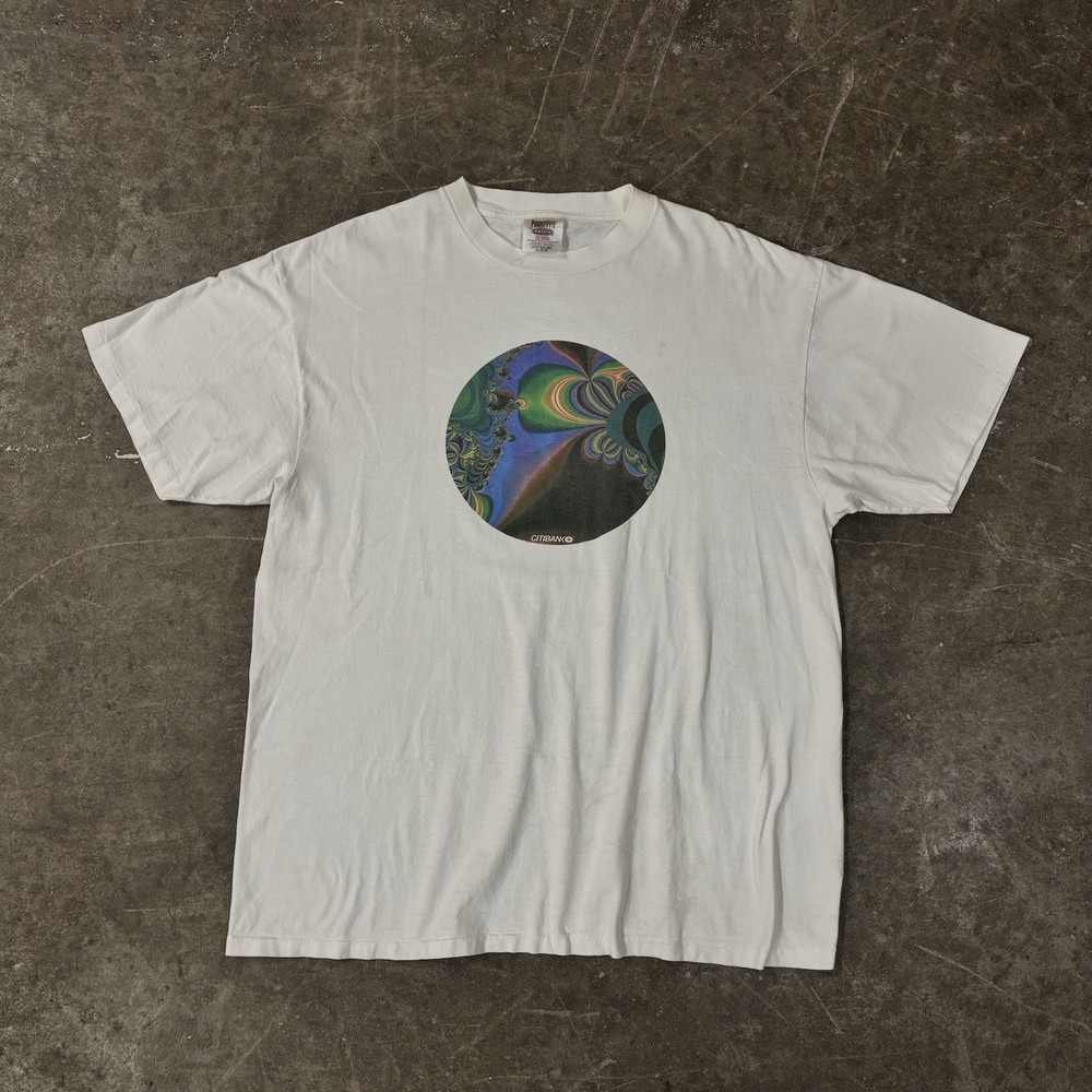 Vintage 1990s Obscure Fractal Art T-shirt Single Stitch Size XL USA Made Rare
