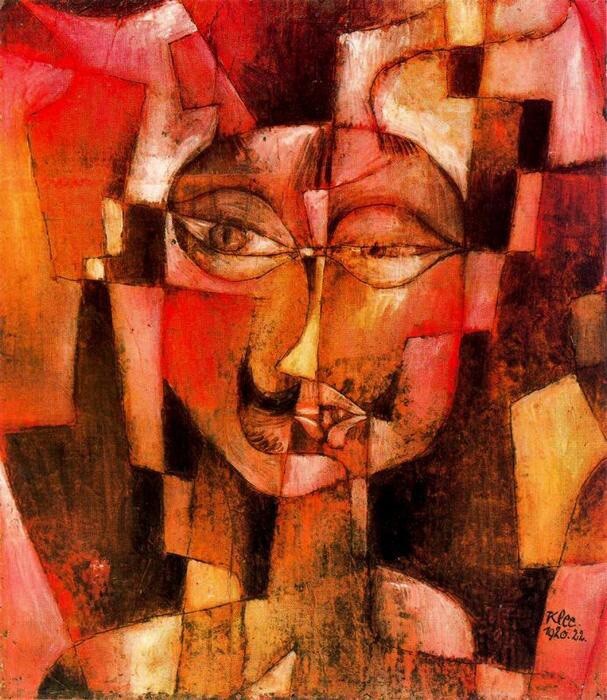 Oil painting Paul-Klee-German-head-with-mustache abstract impression in oil art-image