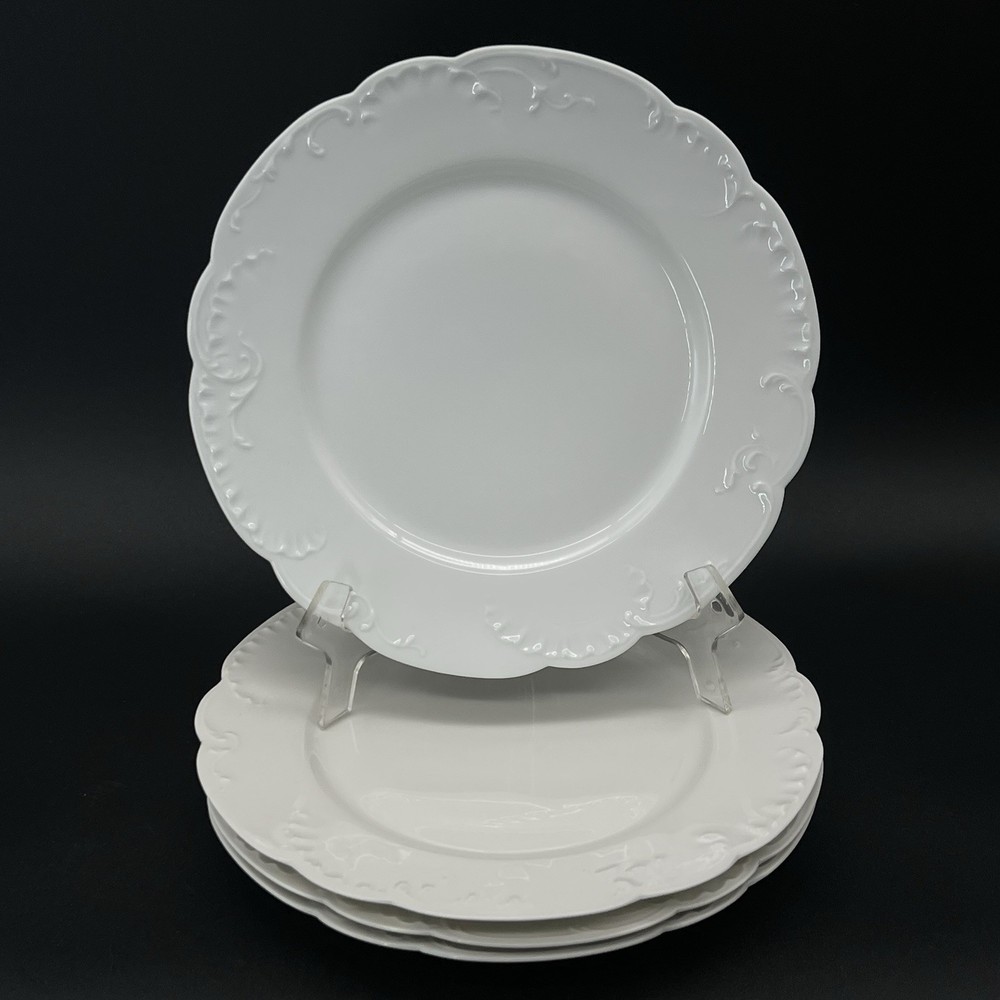 Antique Haviland White Porcelain Set Of 4 Salad Plates 8.5” France