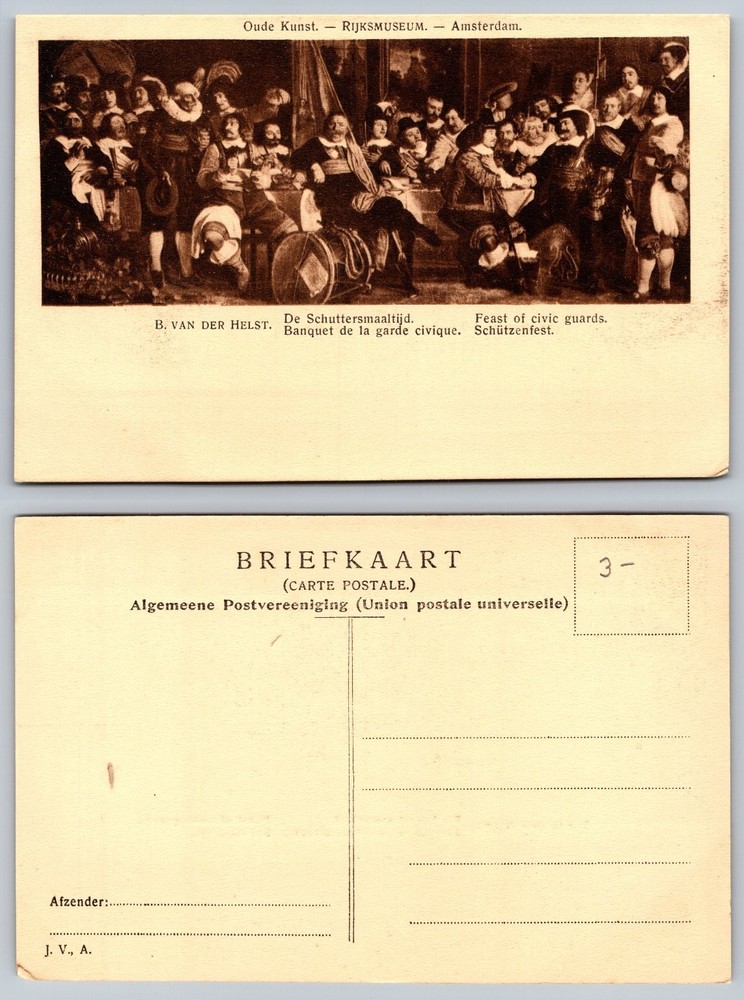 Amsterdam Rijksmuseum Van der Helst Civic Guards Banquet Postcard