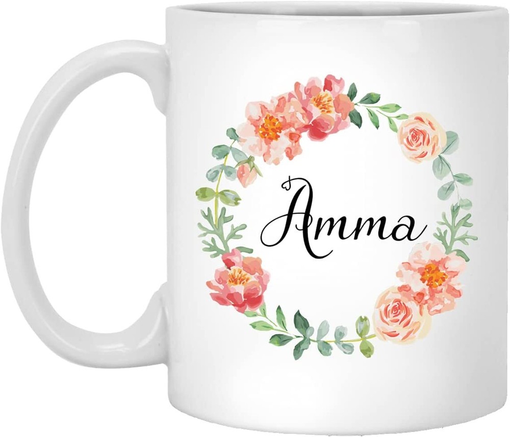 Amma Mug Best Amma Coffee Cup Amma Gift For Mothers Day Amma Watercolor Flower C