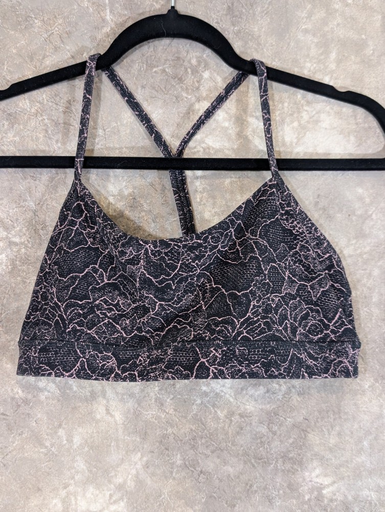 Lululemon Athletica Women's Black & Pink Flow Y Crossfit Sports Bra Sz 10