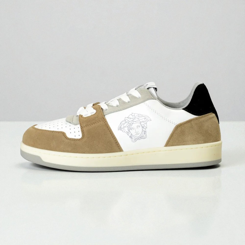 Authentic Versace Medusa Sneakers White Suede Leather Size EU40 US10