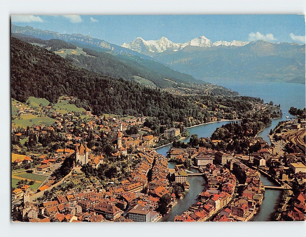 Postcard Aerial View Thoune Switzerland