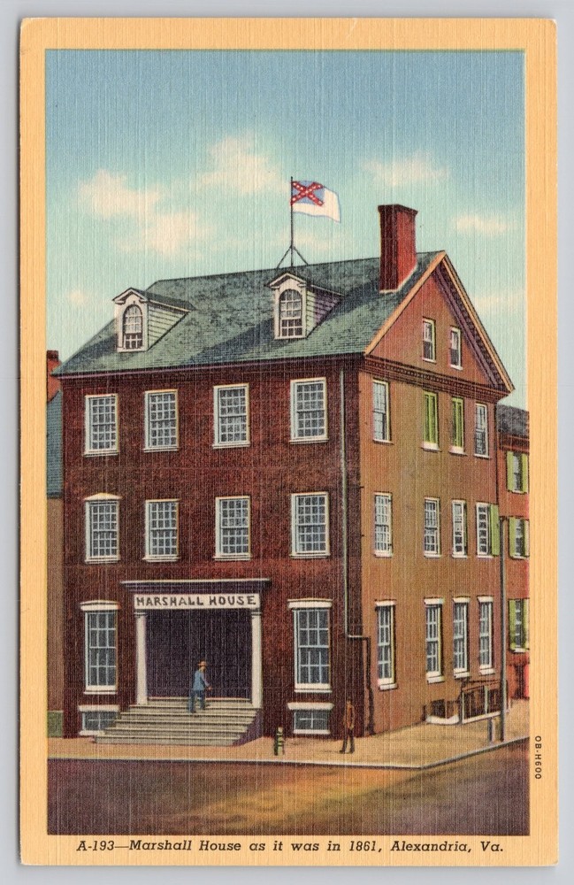 Vintage Linen Postcard Marshall House 1861 Alexandria VA B.S. Reynolds