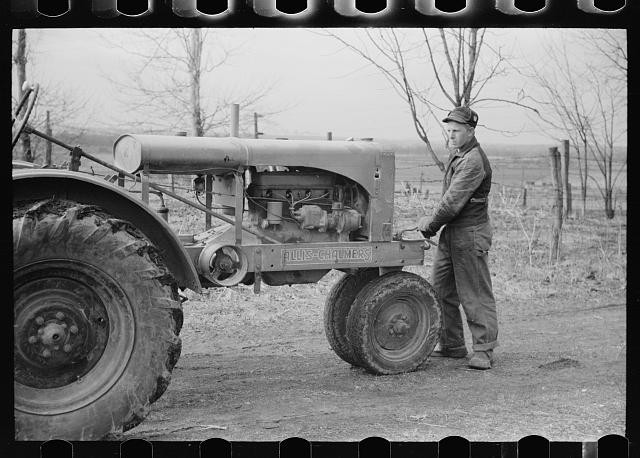 Photo:Parke County Indiana 1940 Farmer with Allis-Chalmers Tractor FSA