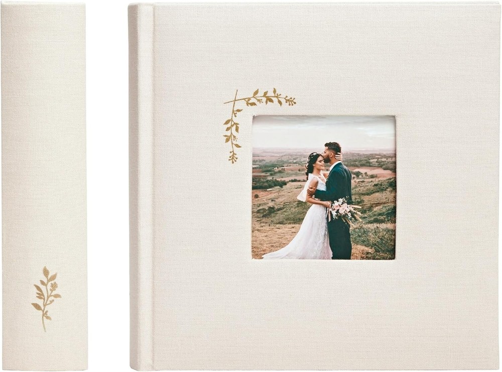 Personalized Linen Photo Album - 200 Acid-Free Pockets for Life’s Moments-image