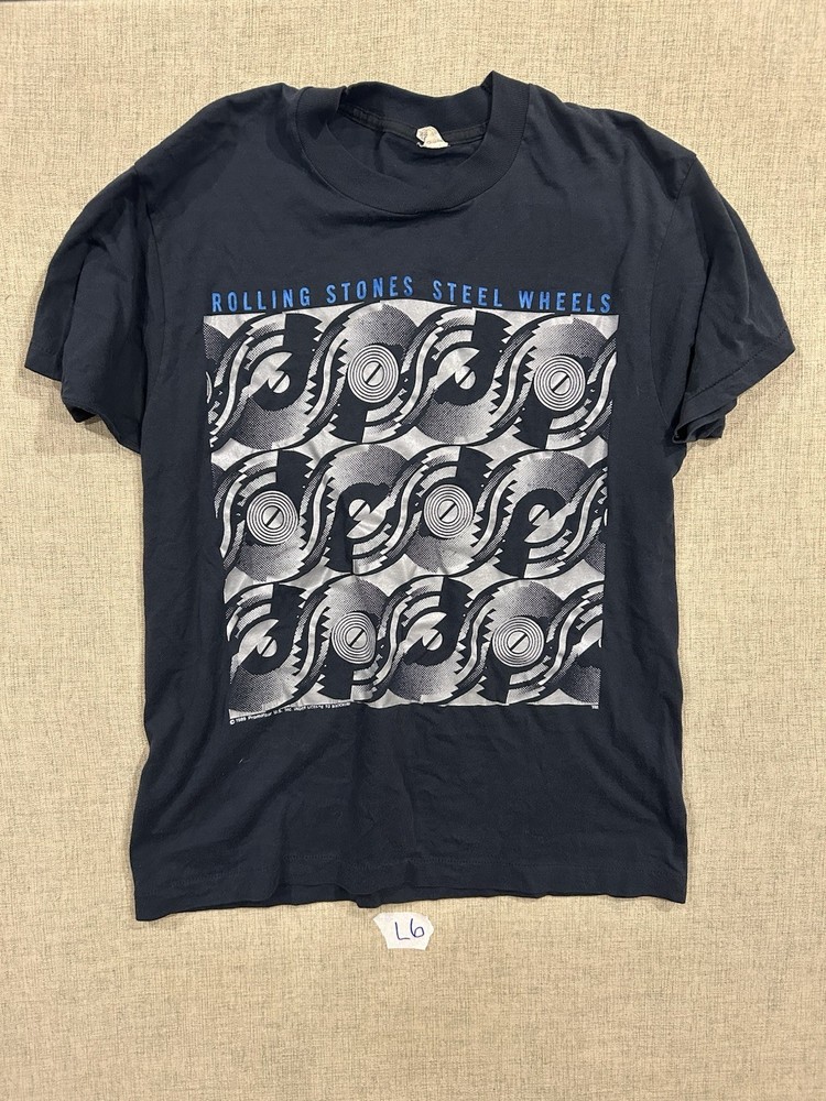 Real Vintage Rolling Stones Steel Wheels Canada 1989 Tour T-Shirt 80s Sz L
