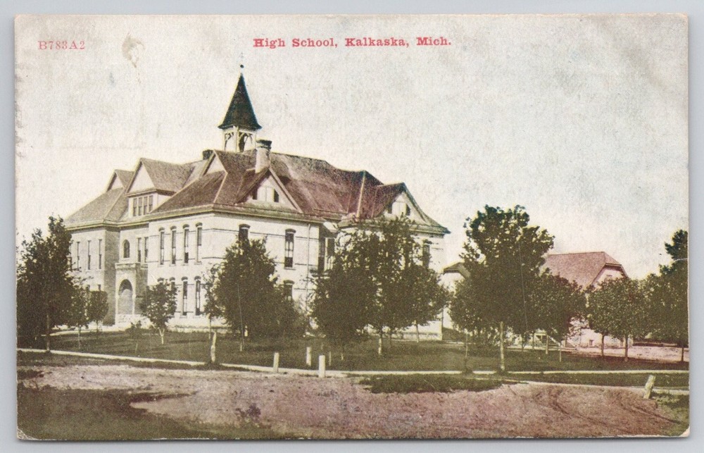 Kalkaska Michigan High School Postcard 1916 Posted G. Zimmerman