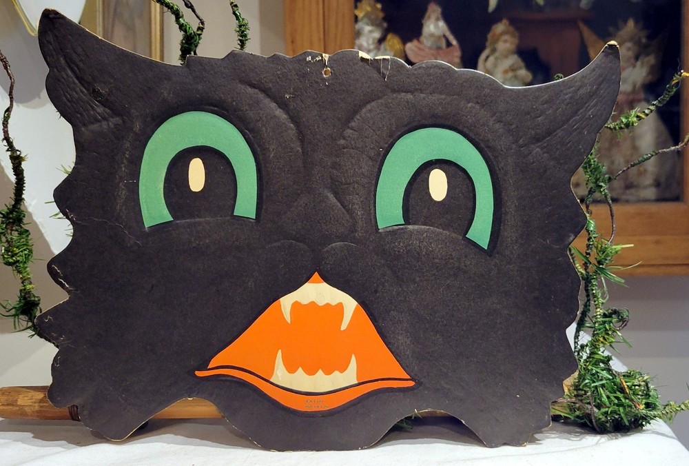 Vintage H.E Luhrs Beistle Halloween Die-Cut Black Cat Paper Decoration 9