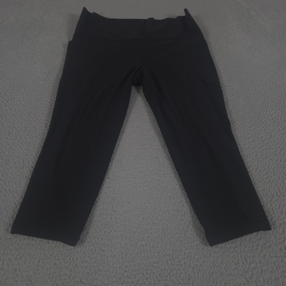 Athleta Leggings Women XL Black Salutation Stash High Rise Capri Side Pockets
