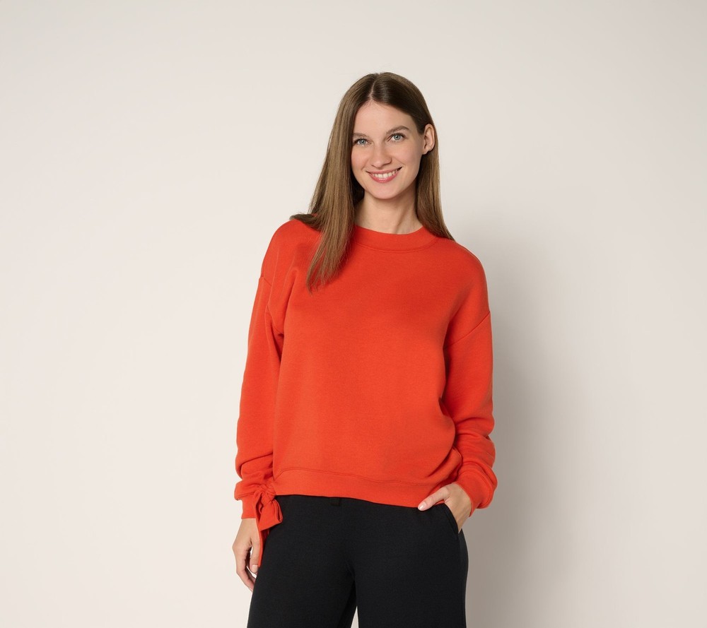 SUNNYLiFE Women's Top Sz XL French Terry Sweatshirt Ruched Chianti A717414