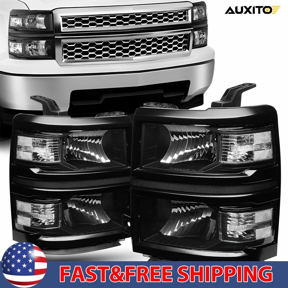 For Silverado 1500 2014-2015 Chevy Factory Style Headlights Headlamps Pair L+R