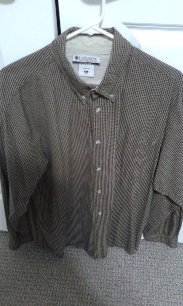 Columbia Xl Men's Long Sleeve Black/Brown Checked Shirt