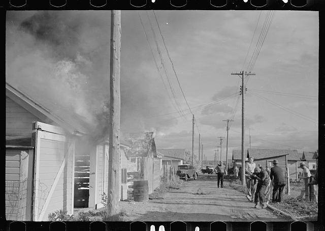 Photo:Terry Montana 1939 Fire Street Scene Smoke Firefighters