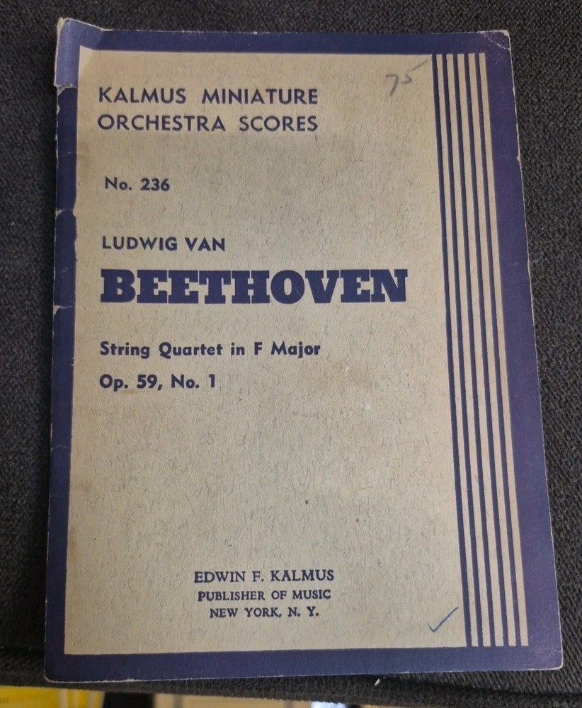 Beethoven String Quartet In F Major Op. 59, No. 1 Kalmus Mini Orchestra Scores