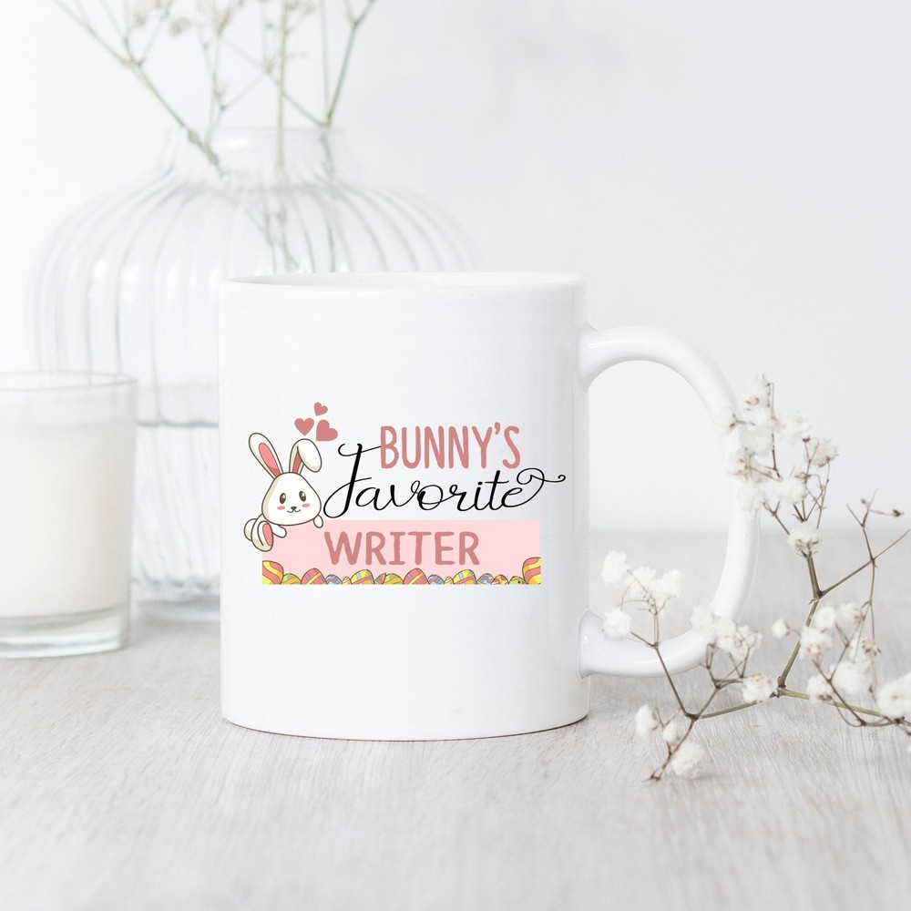Easter Bunny Writer Mug Gift for Book Lovers Coffee Cup