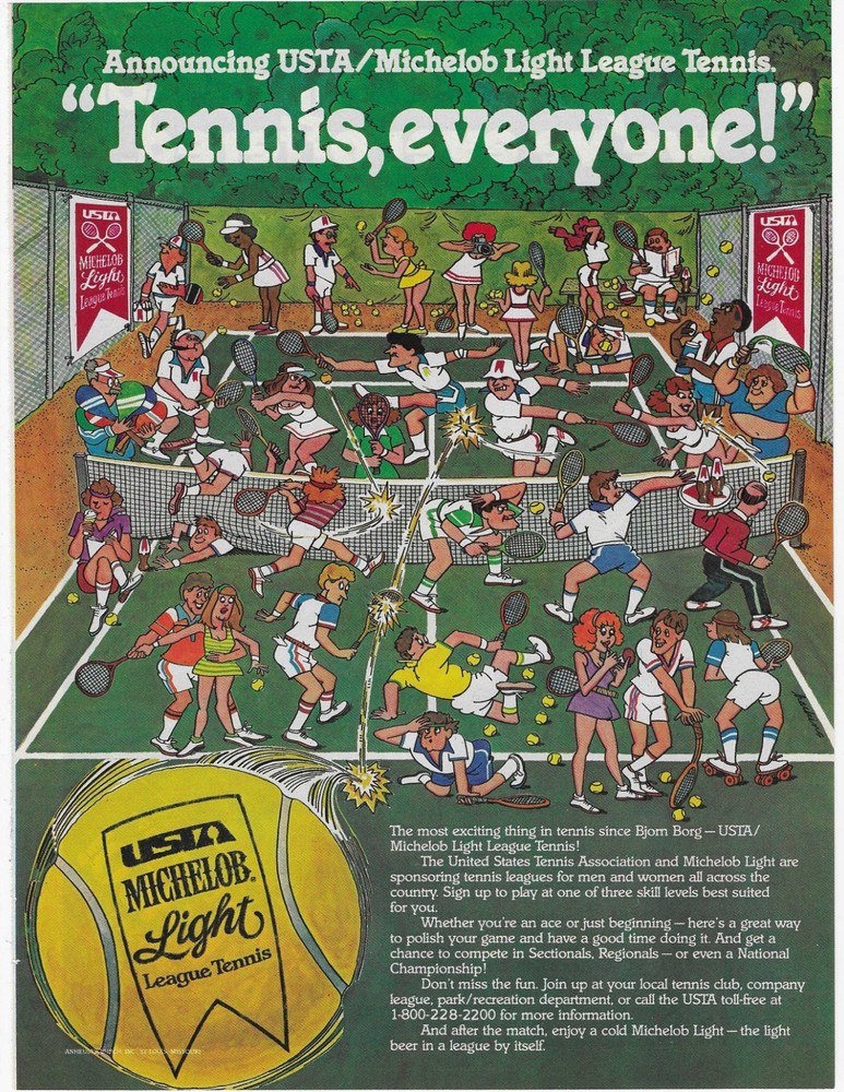 Usta Michelob Light League Tennis  Original Print Ad