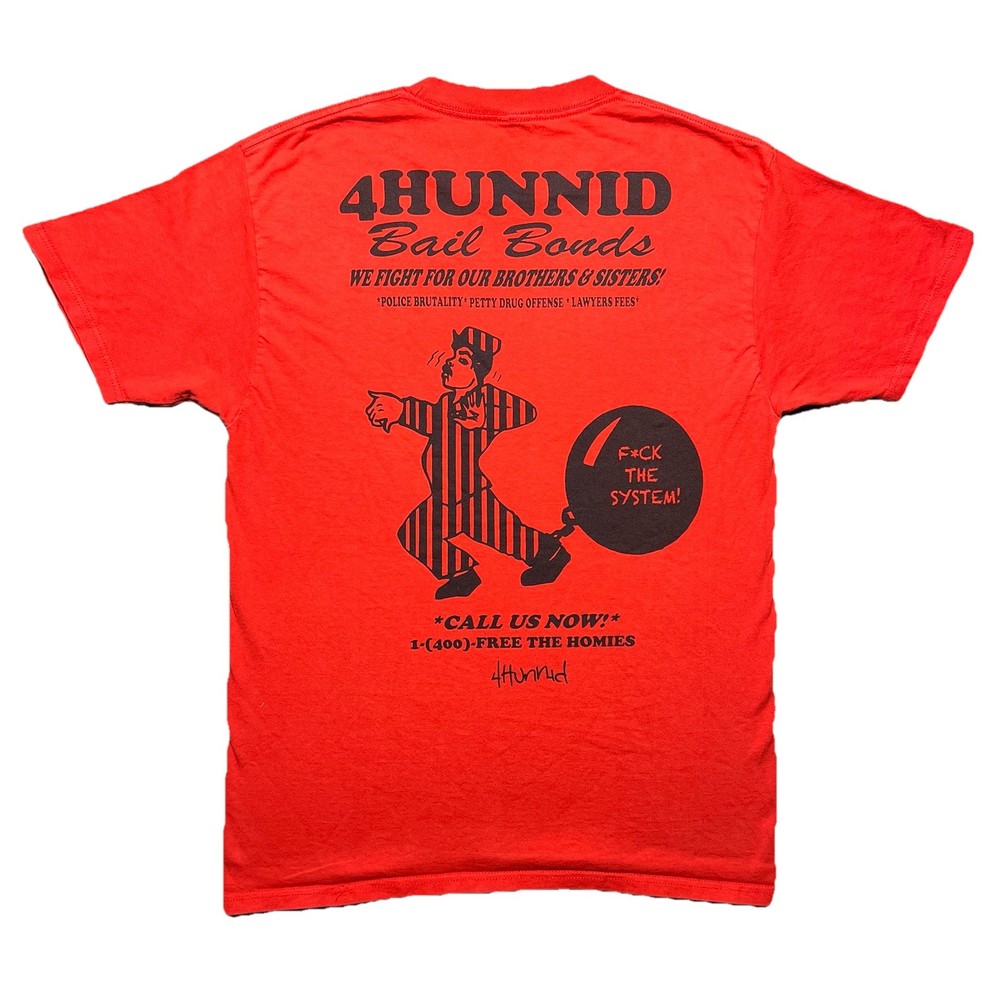 4Hunnid YG Bail Bonds T Shirt Mens M Red Free The Homies