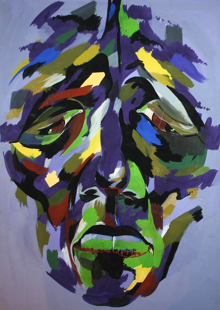 Abstract portrait gouache art painting on premium paper-image