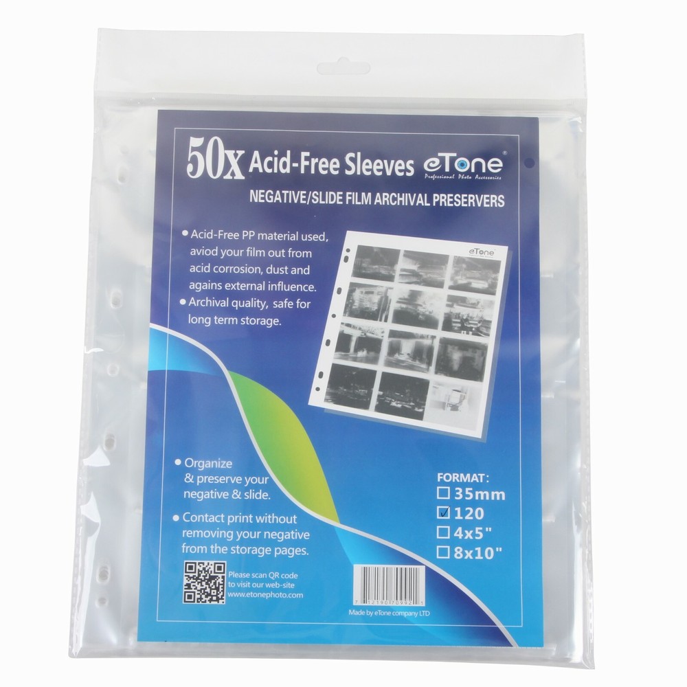 50x Acid-free Archival 120 Film Storage Sleeves Pages Slide Negative Protector-image