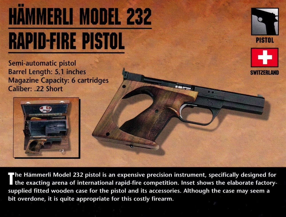 Hammerli Model 232 Rapid Fire Pistol Classic Firearms Photo Card u
