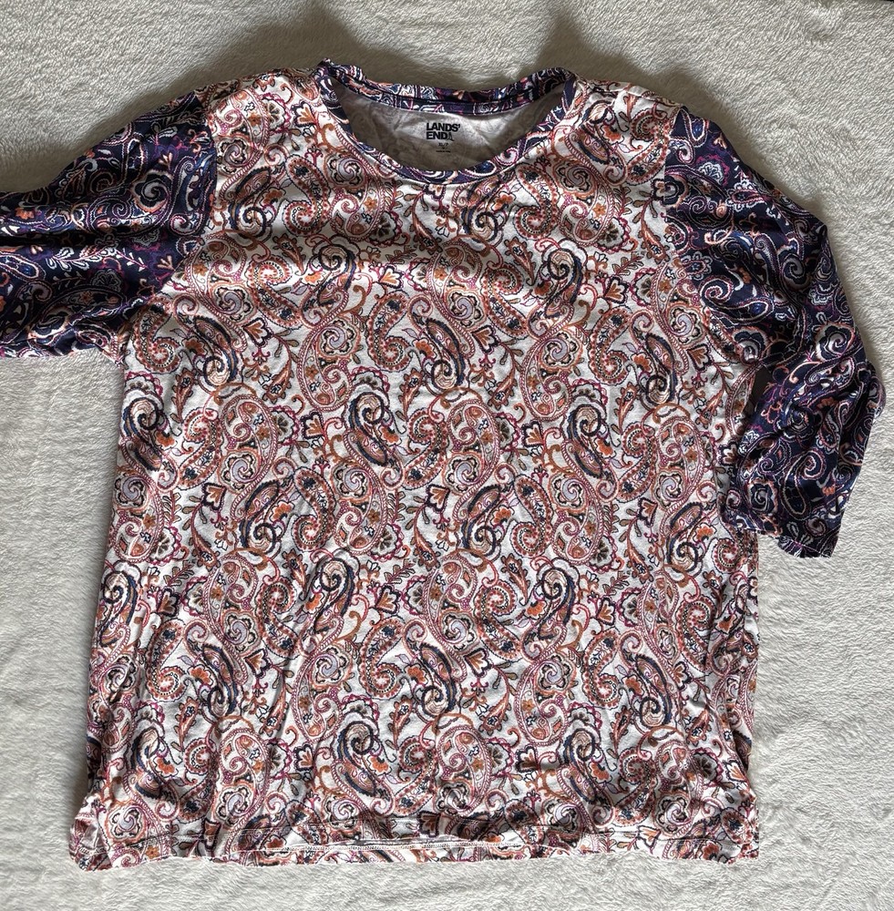 • Lands End Multicolor 3/4 Sleeve Shirt Women’s Size Xl