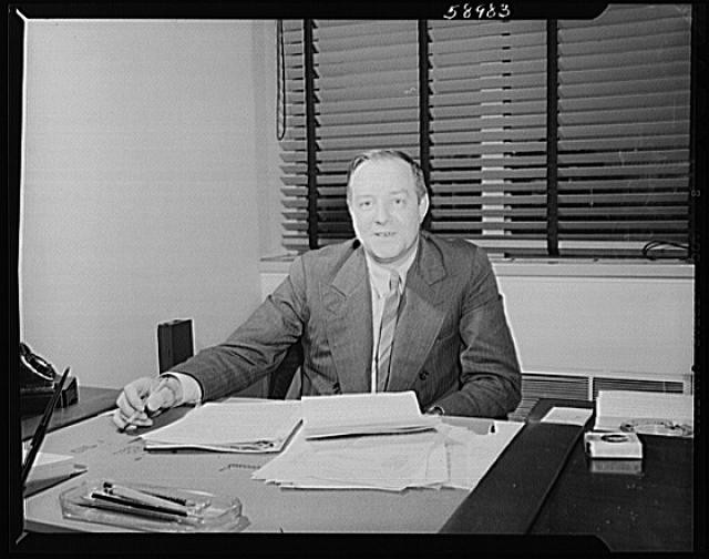 Photo:Unidentified Man at Desk Office Portrait 1930s 1940s