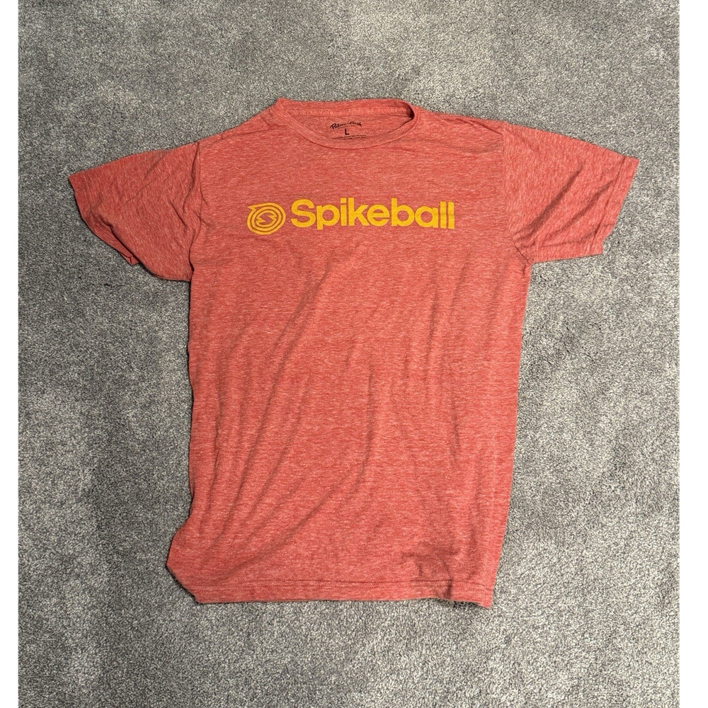 Palmer Cash Spikeball Graphic Logo Red Crew Neck Tee Regular Fit Men’s L