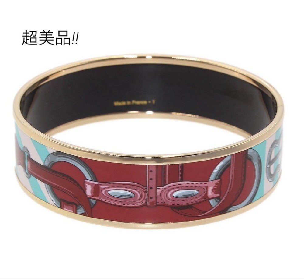 Hermes GM cloisonné enamel bangle in metal from Japan RA