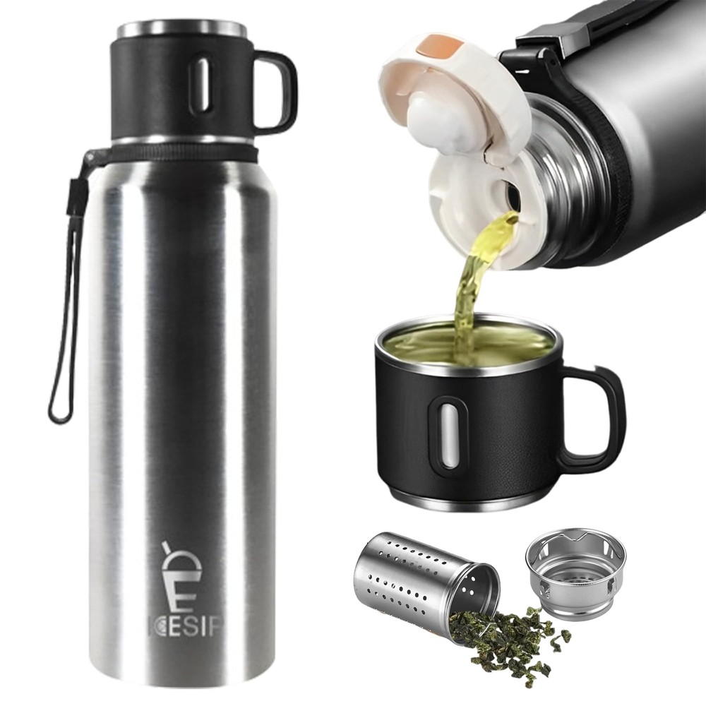 Stainless Steel Insulated Bottle, 33oz with cup Vacuum Insulated Water Bottle...
