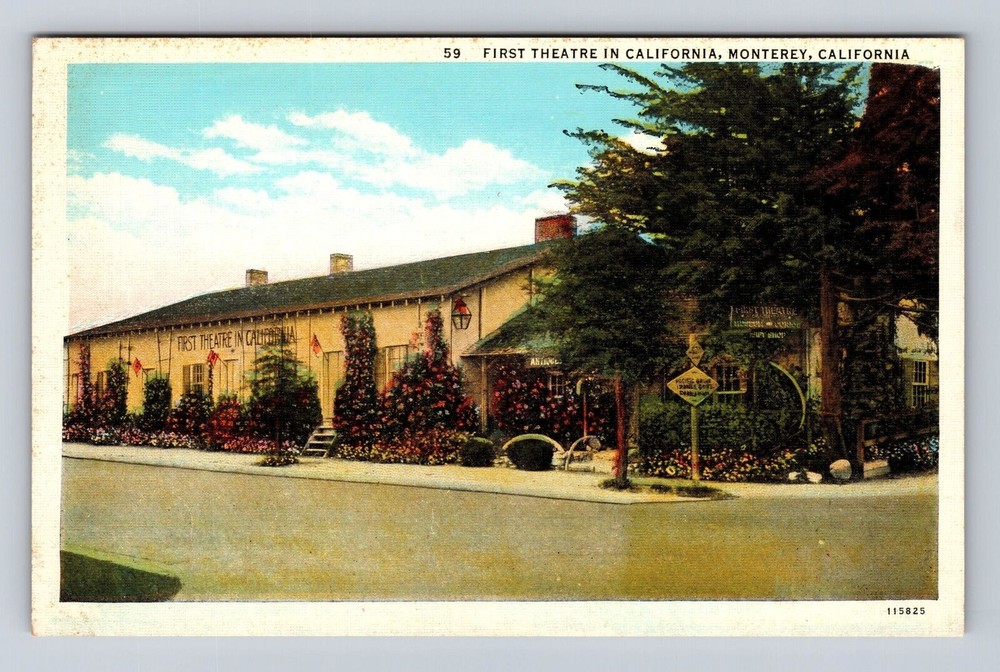 Monterey CA-California, First Theatre in California, Vintage Souvenir Postcard