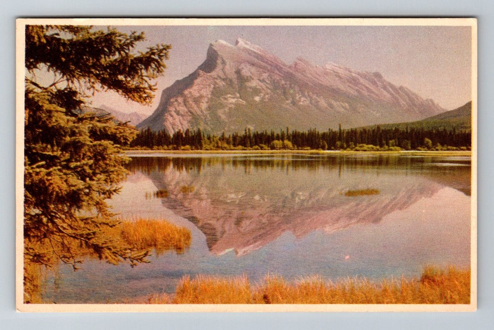 Canada- Banff Nat'l Park Mt. Rundle Vermilion Lake Old Post PC Vintage Postcard
