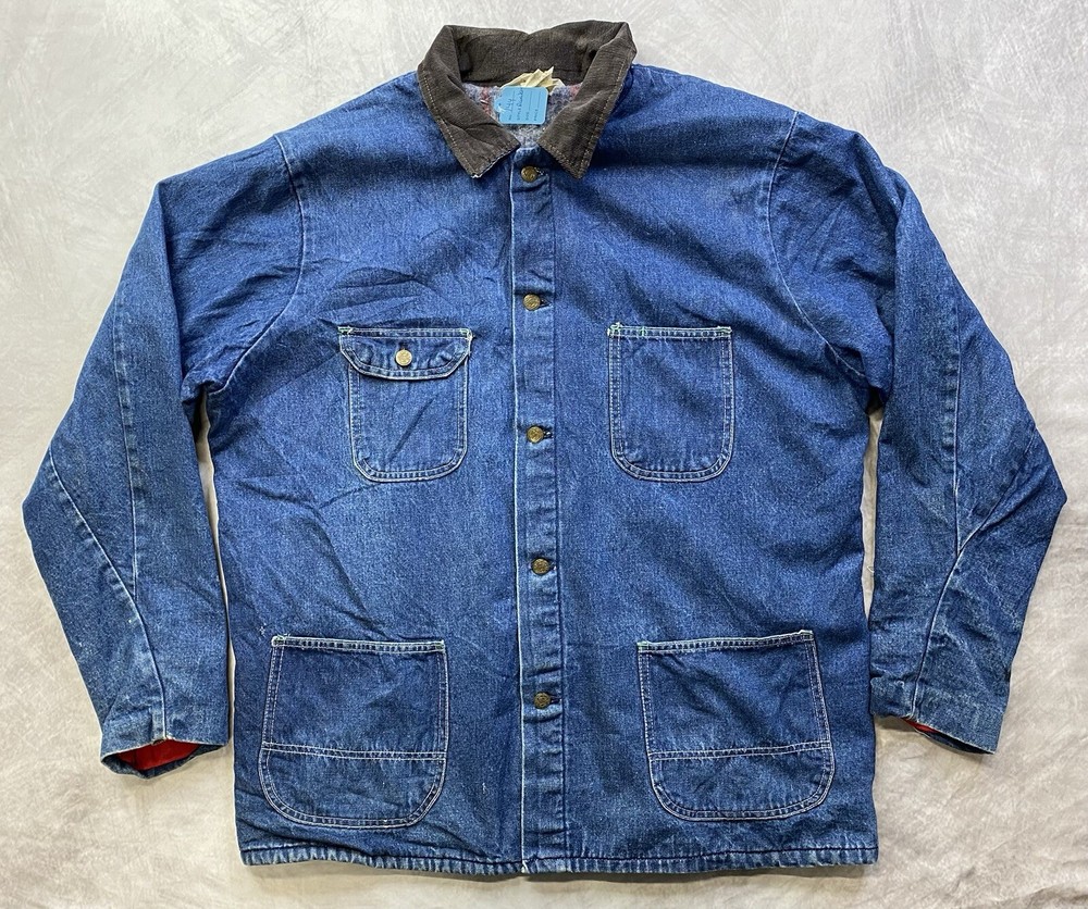 Vintage Key Imperial Denim Work Chore Jacket Blanket Lined Size 46 Long