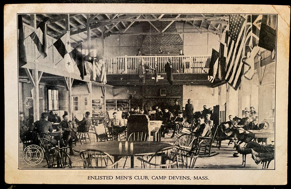 Vintage Postcard 1901-1907 Enlisted Men's Club, Camp Devens, Massachusetts (MA)