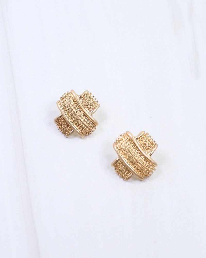 Caroline Hill Worn Gold Bernadette Textured Stud Earring