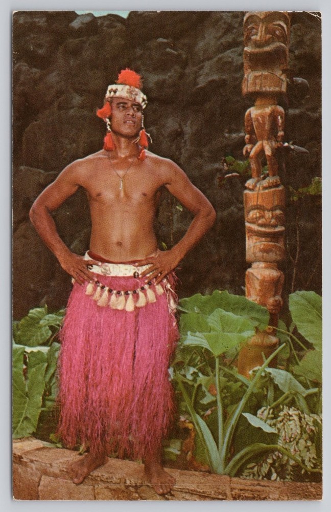 Vintage Polynesian Cultural Center Tahitian Dancer Tiki Postcard
